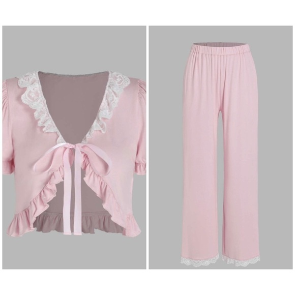 Cider: Lace Trim Lounge Set - Picture 1 of 3